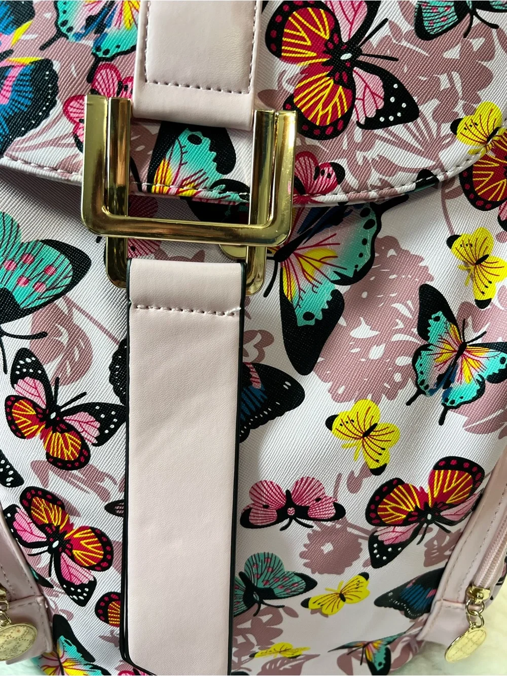 Pink Butterfly Print Women's Backpack - Brand